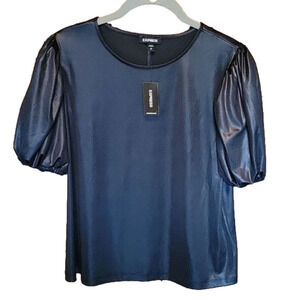 Express Black Puff Sleeve Blouse Top Small NWT